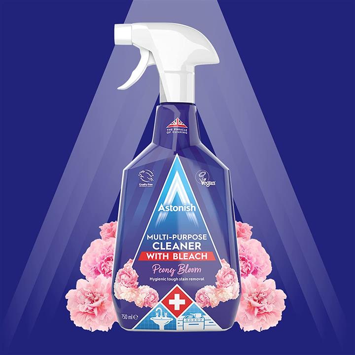 پاک کننده چندمنظوره استونیش همراه با سفیدکننده ( رایحه گل صدتومانی ) Astonish multi-cleaner with bleach – peony bloom حجم 750 میل